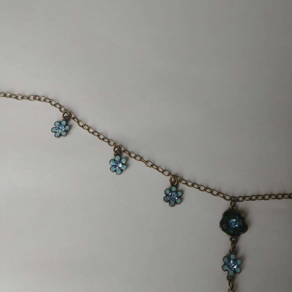 Vintage Avon blue purple drop pendant necklace short chain - Picture 8 of 12